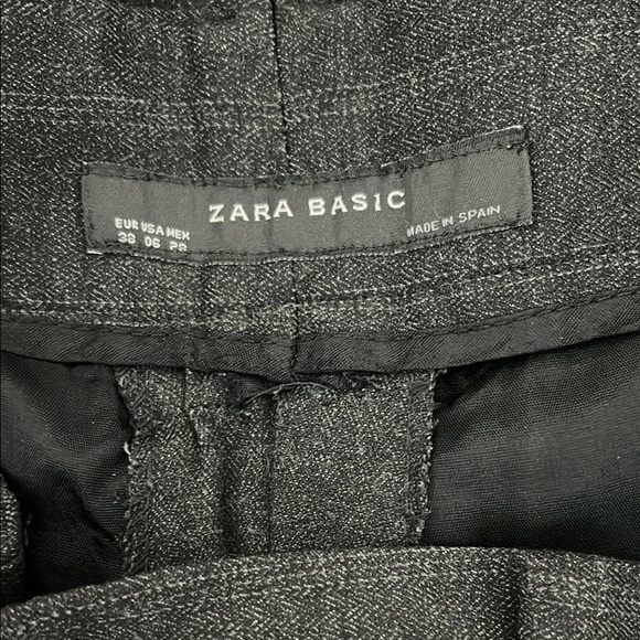 Zara Basic Dark Heathered Black Gray Straight Leg Dress Pants - Size 6 - Picture 2 of 9